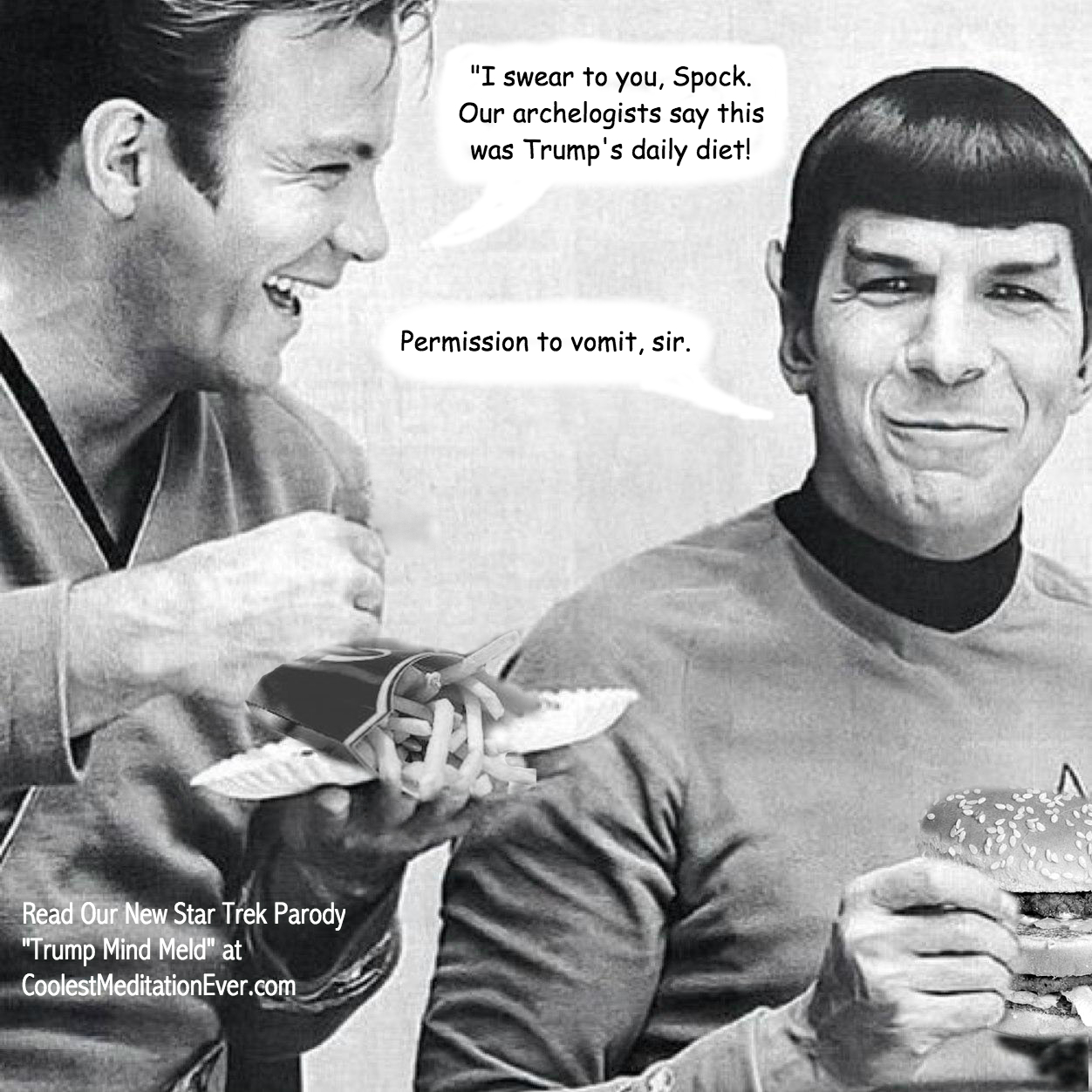 Kirk and Spock laugh about Trumps diet